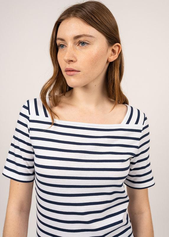 Saint James Pléneuf Square Neck Striped Sailor Shirt NEIGE/MARINE