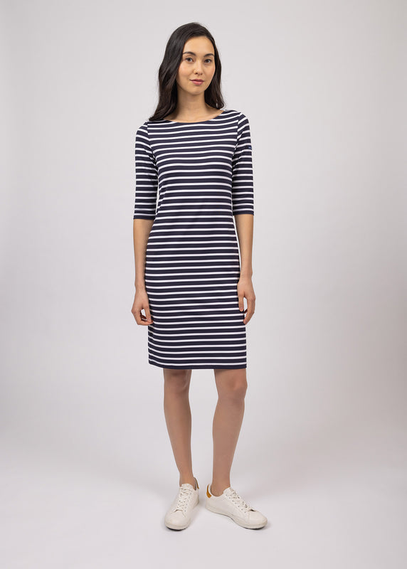 Saint James Propriano Anti-UV Striped Dress NAVY/NEIGE