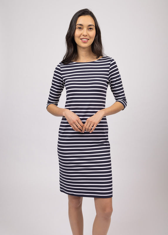 saint james Propriano anti-UV striped dress NAVY/NEIGE