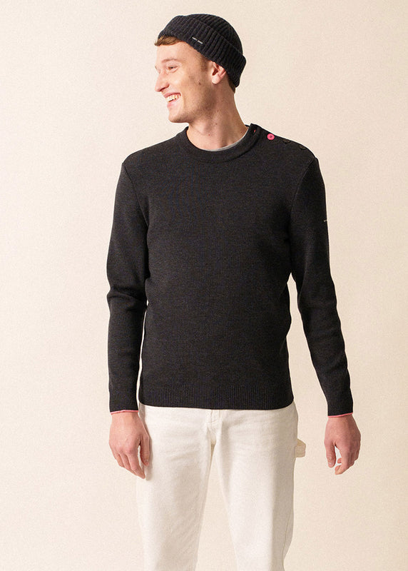 saint james Rives sailor jumper in wool ANTHRACITE/HOLLYWOOD
