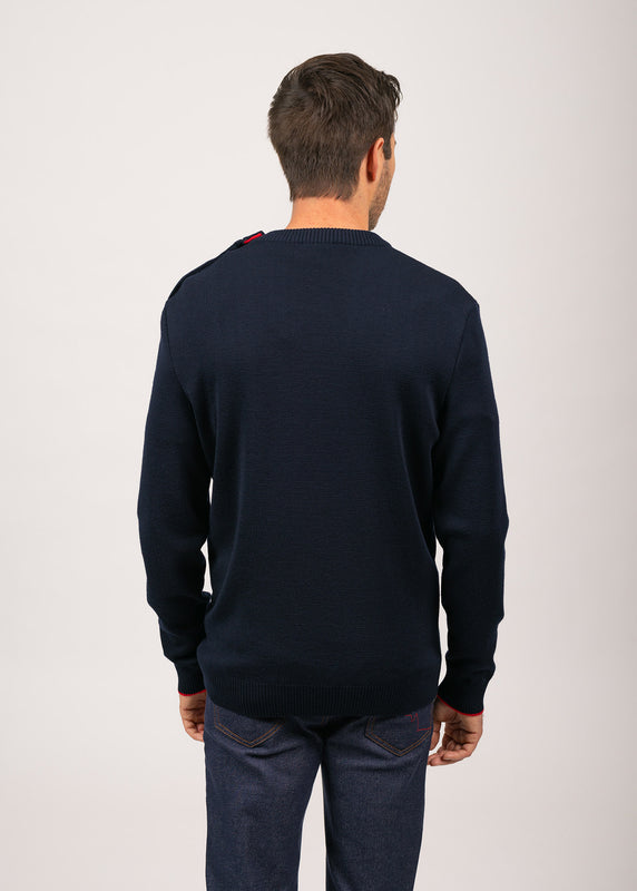 Saint James Rives Sailor Jumper In Wool NAVY/TULIPE