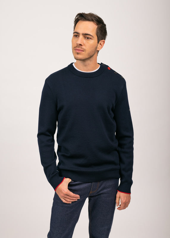 Saint James Rives Sailor Jumper In Wool NAVY/TULIPE