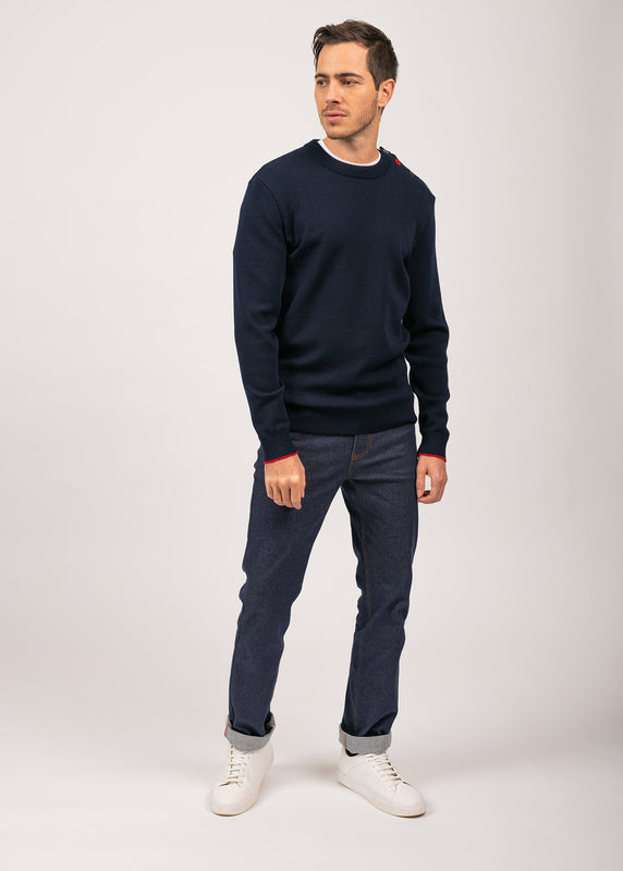 Saint James Rives Sailor Jumper In Wool NAVY/TULIPE