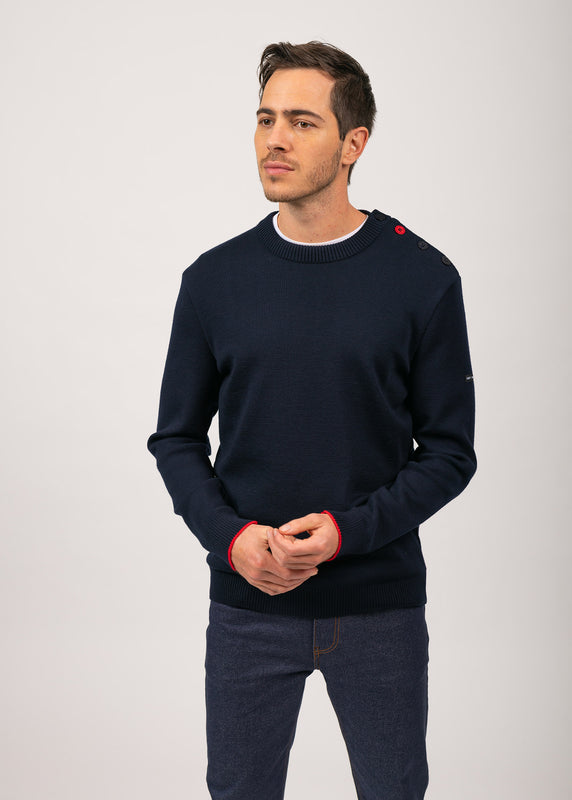 saint james Rives sailor jumper in wool NAVY/TULIPE