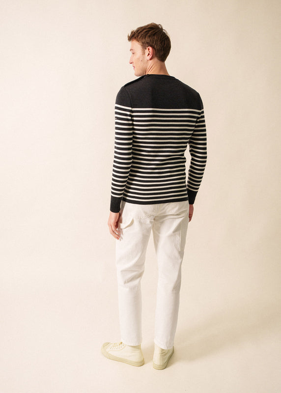 Saint James Rochefort Striped Sailor Jumper ANTHRACITE/ECUME