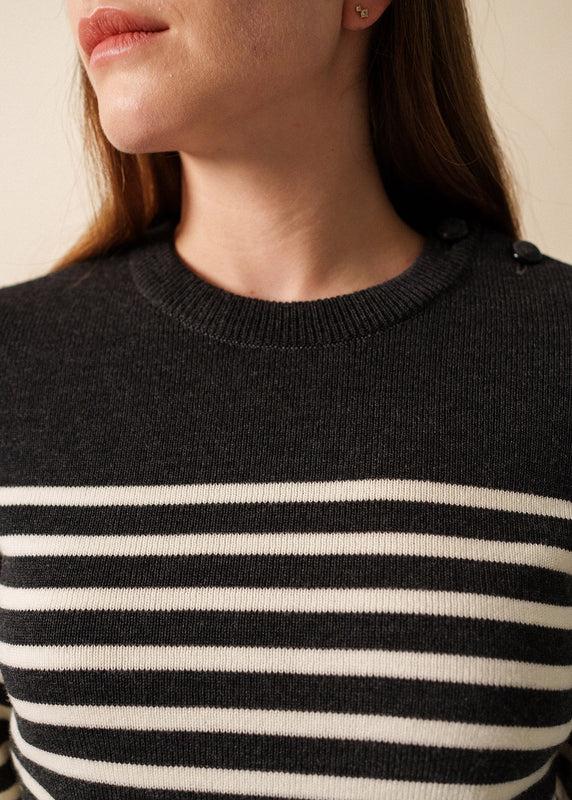 Saint James Rochefort Striped Sailor Jumper ANTHRACITE/ECUME