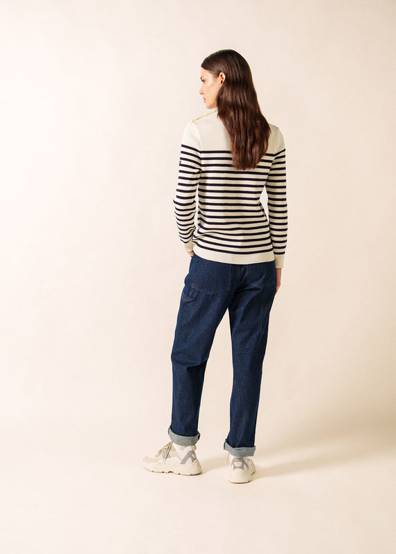 Saint James Rochefort Striped Sailor Jumper ECUME/NAVY