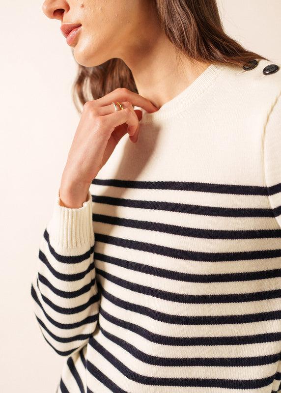 Saint James Rochefort Striped Sailor Jumper ECUME/NAVY