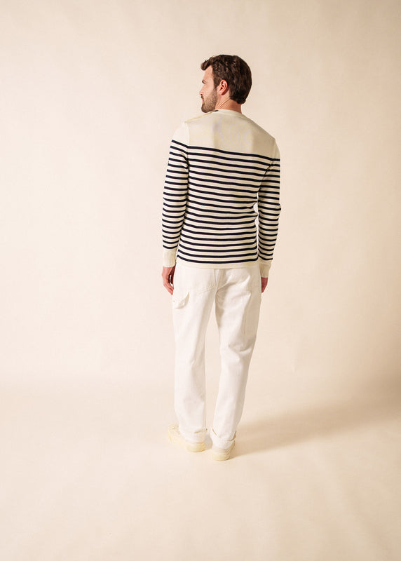 Saint James Rochefort Striped Sailor Jumper ECUME/NAVY