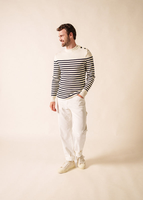Saint James Rochefort Striped Sailor Jumper ECUME/NAVY