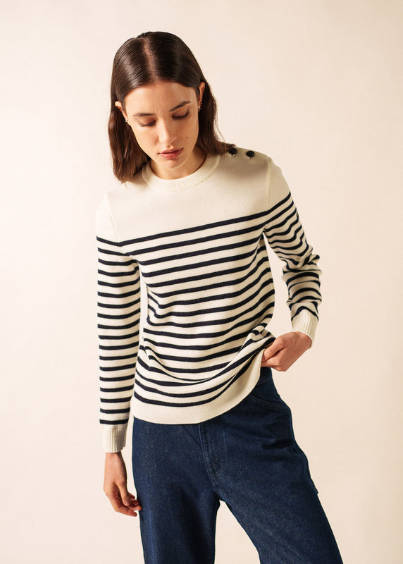 saint james Rochefort striped sailor jumper ECUME/NAVY