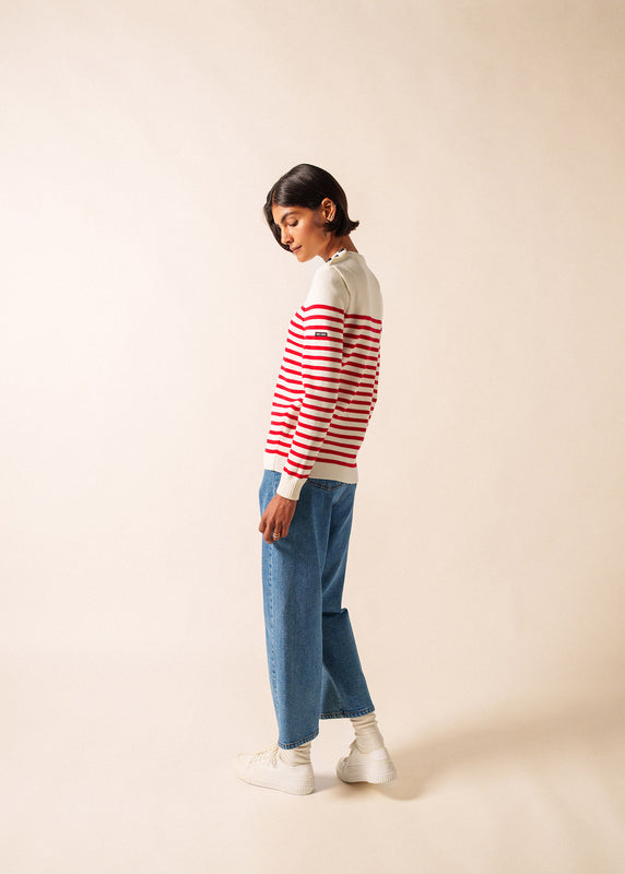 Saint James Rochefort Striped Sailor Jumper ECUME/ROUGE