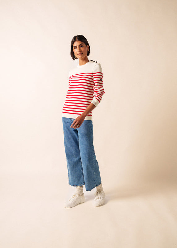 Saint James Rochefort Striped Sailor Jumper ECUME/ROUGE