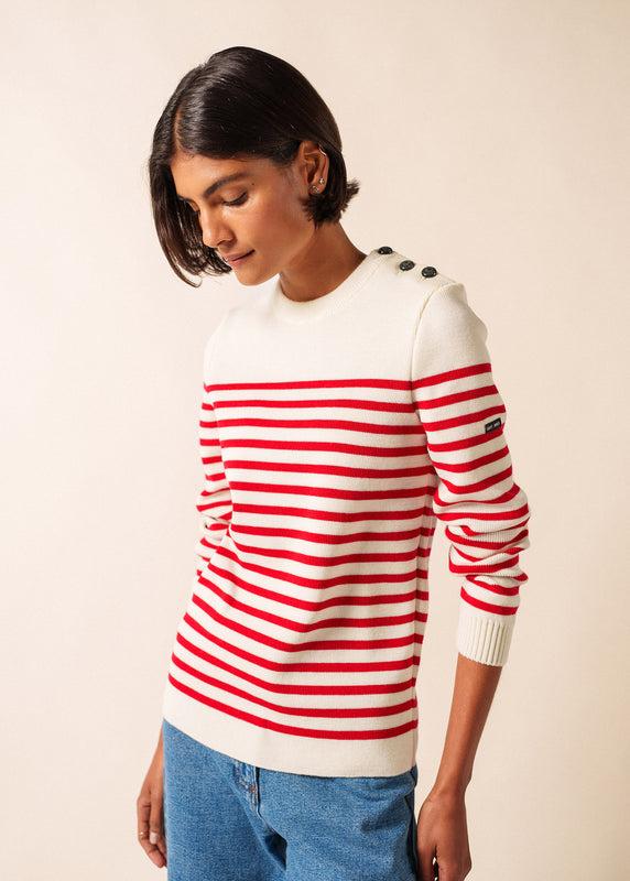 saint james Rochefort striped sailor jumper ECUME/ROUGE