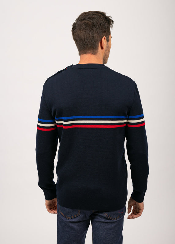 Saint James Sailor Jumper With Tricolour Stripes NAVY
