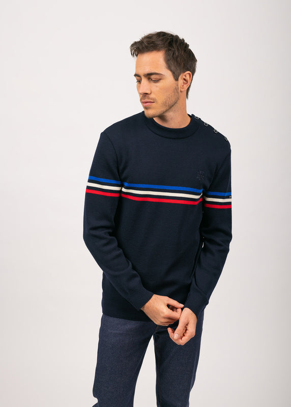 saint james Sailor jumper with tricolour stripes NAVY