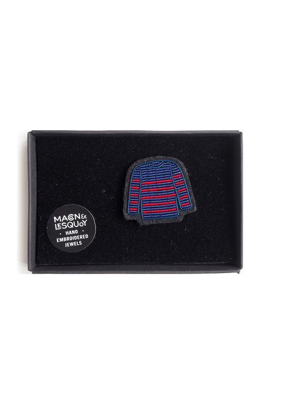Saint James Sailor Striped Shirt Embroidered Brooch BLEU/ROUGE