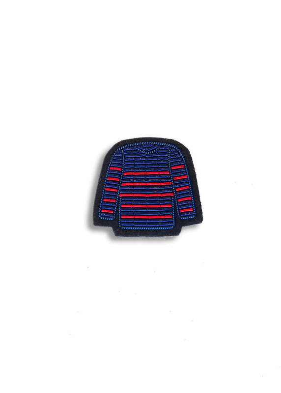 saint james Sailor striped shirt embroidered brooch BLEU/ROUGE
