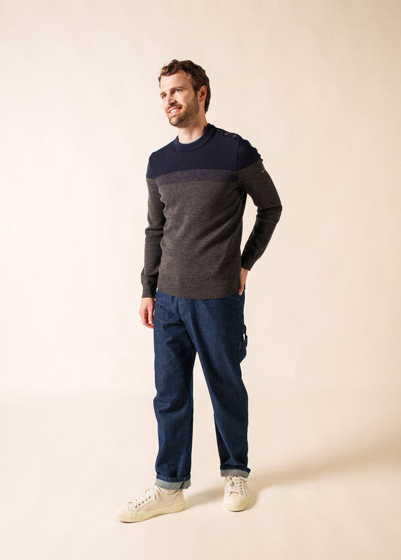 Saint James Aquitaine Sailor Jumper GRIS/MARINE