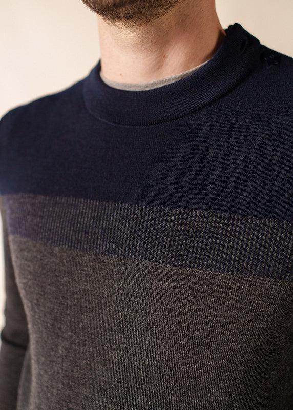 Saint James Aquitaine Sailor Jumper GRIS/MARINE