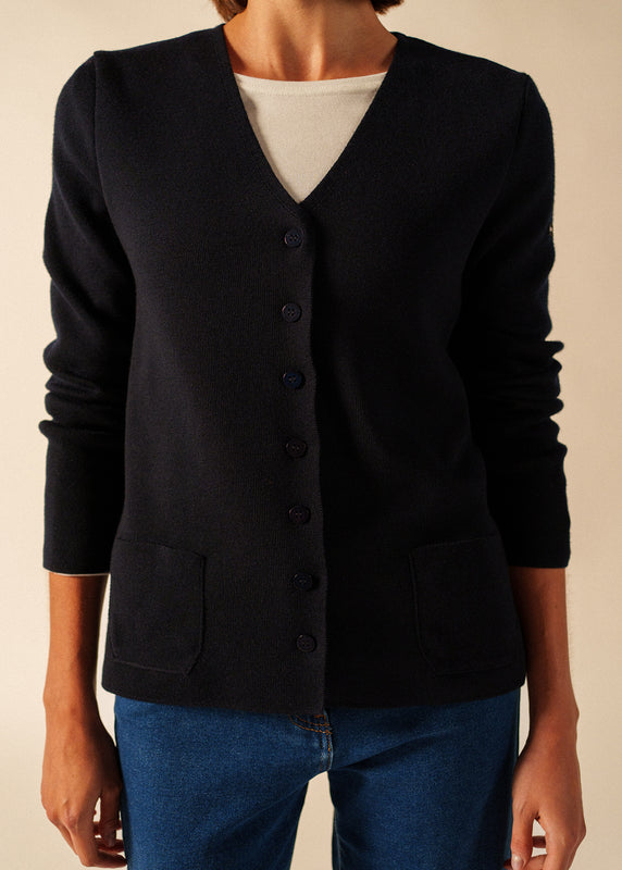 Saint James Blainville V Neck Cardigan NAVY