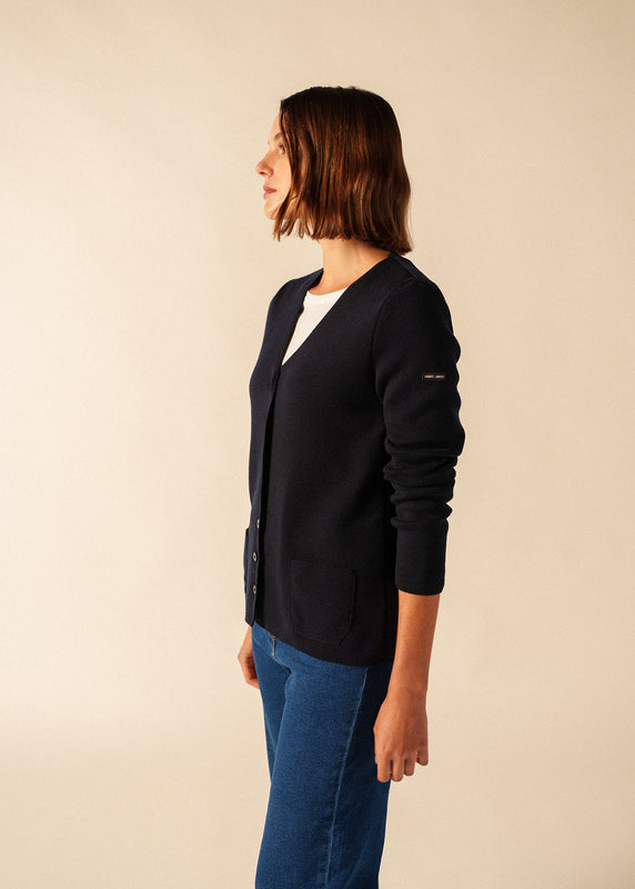 saint james Blainville V neck cardigan NAVY