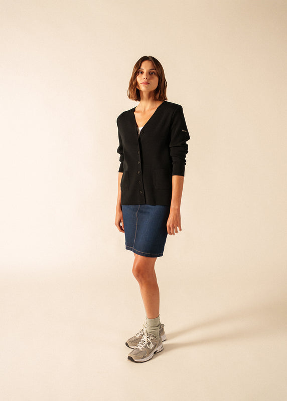 Saint James Blainville V Neck Cardigan NOIR