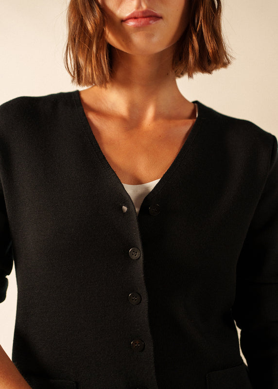Saint James Blainville V Neck Cardigan NOIR