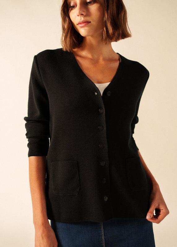 saint james Blainville V neck cardigan NOIR
