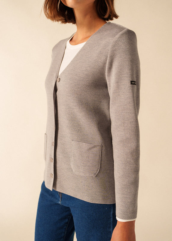 Saint James Blainville V Neck Cardigan PERLE CHINE
