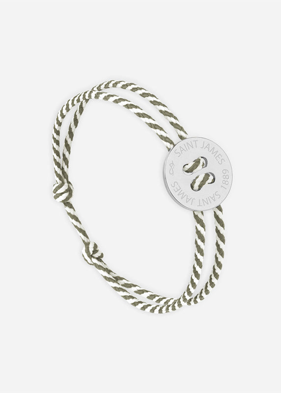 saint james Bracelet Bouton ARGENT/RAYE BLANC/KAKI