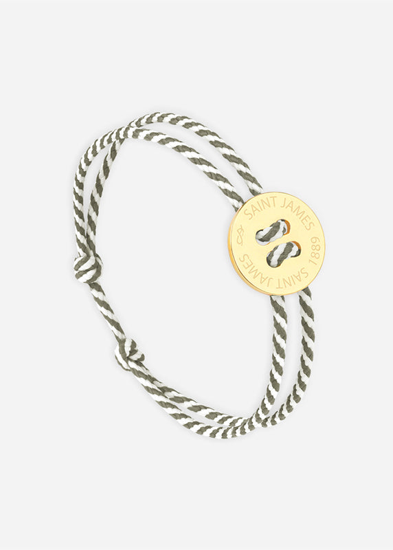 saint james Bracelet Bouton OR/RAYE BLANC/KAKI