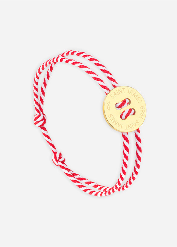 saint james Bracelet Bouton OR/RAYE BLANC/ROUGE
