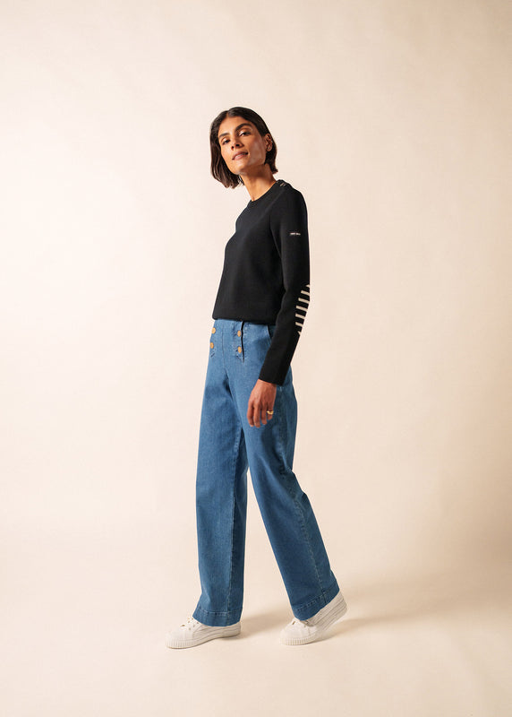 Saint James Bregançon Plain Sailor Jumper NOIR