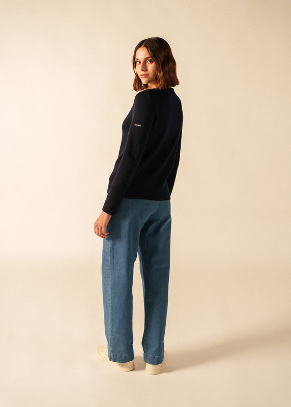 Saint James Brehat V Neck Jumper NAVY