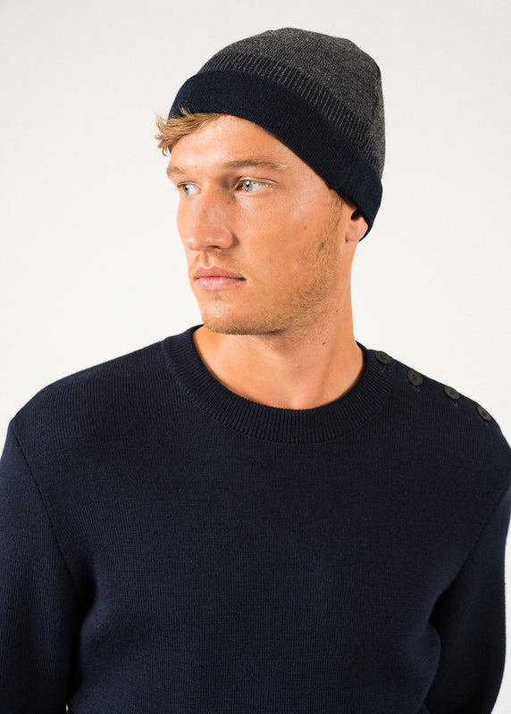 Saint James Bretagne Two-tone Beanie GRIS/MARINE