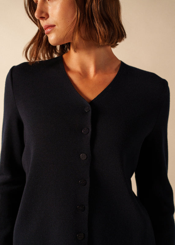 Saint James Brevands V Neck Cardigan NAVY