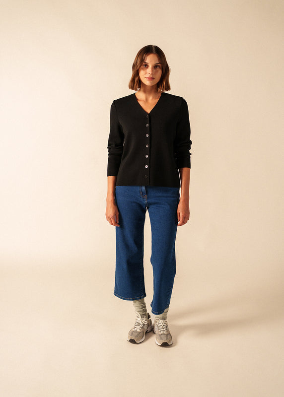 Saint James Brevands V Neck Cardigan NOIR