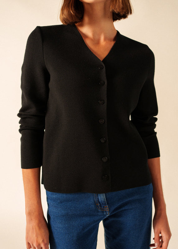 Saint James Brevands V Neck Cardigan NOIR