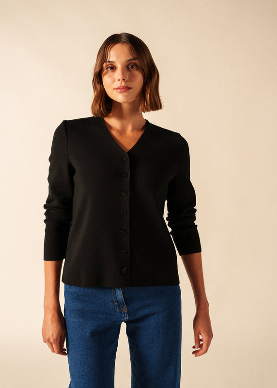 saint james Brevands V neck cardigan NOIR