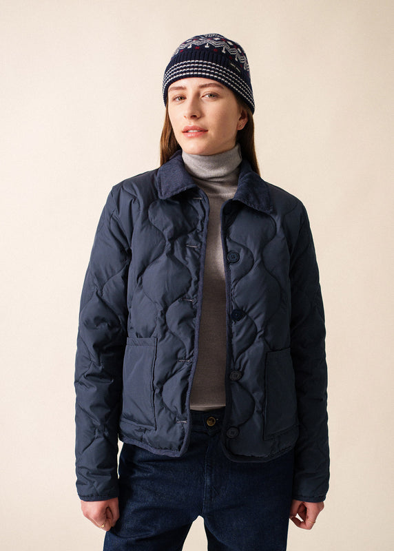 Saint James Briançon Patterned Beanie NAVY/MULTICO