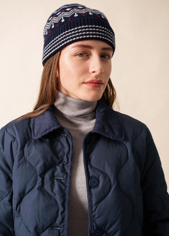 saint james Briançon Patterned Beanie NAVY/MULTICO