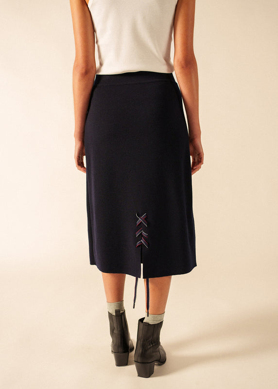 Saint James Cabestan Wool Skirt NAVY