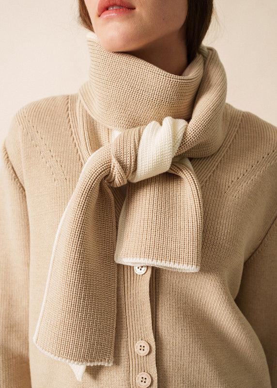 Saint James Canoe Two-tone Wool Scarf BLANC/BEIGE