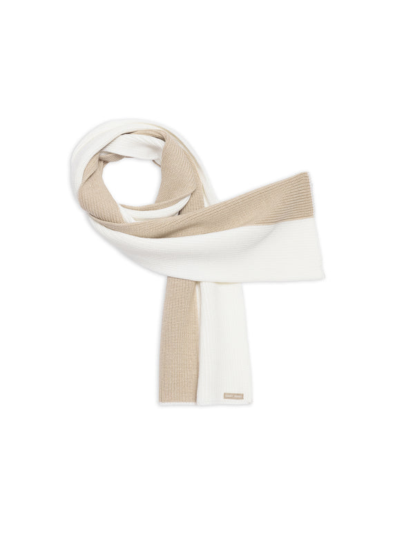 Saint James Canoe Two-tone Wool Scarf BLANC/BEIGE