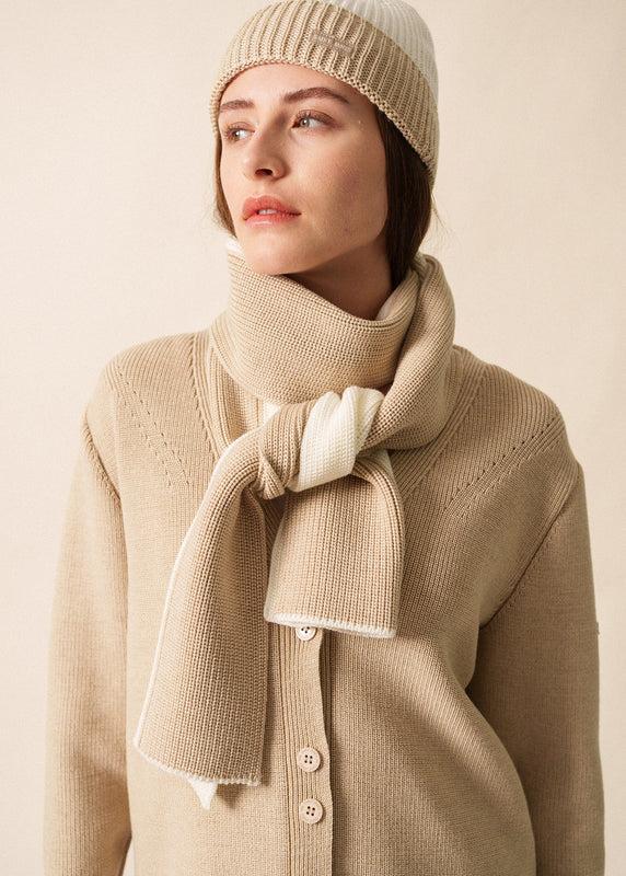 saint james Canoe Two-tone Wool Scarf BLANC/BEIGE