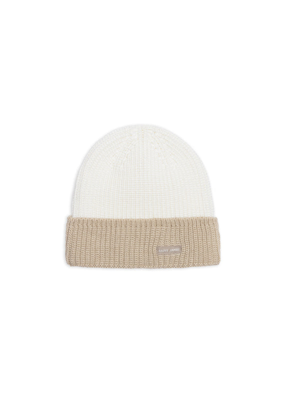 Saint James Canot Two-tone Wool Beanie BLANC/BEIGE
