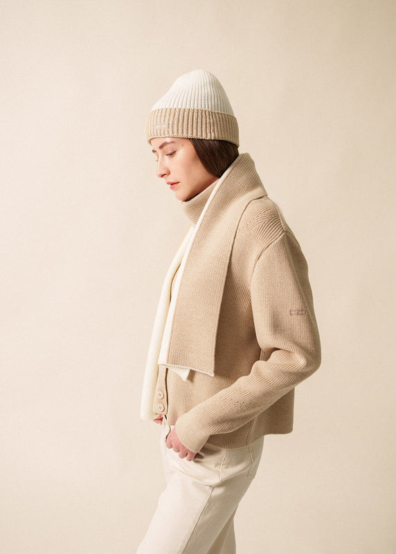 saint james Canot Two-tone Wool Beanie BLANC/BEIGE