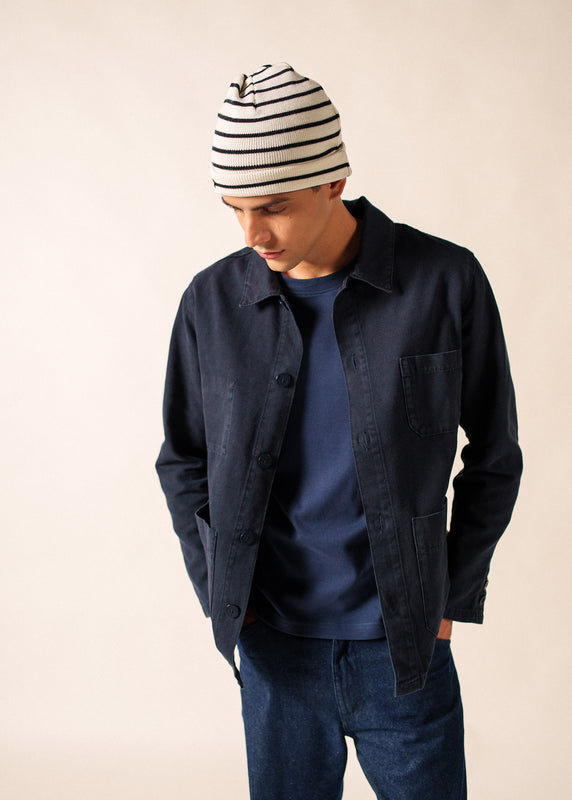 Saint James Cartier Striped Sailor Hat ECUME/NAVY