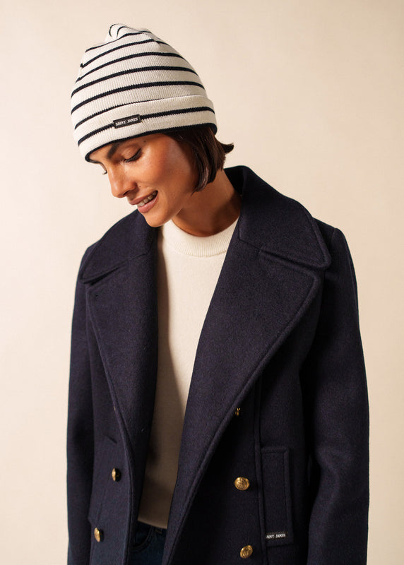 Saint James Cartier Striped Sailor Hat ECUME/NAVY